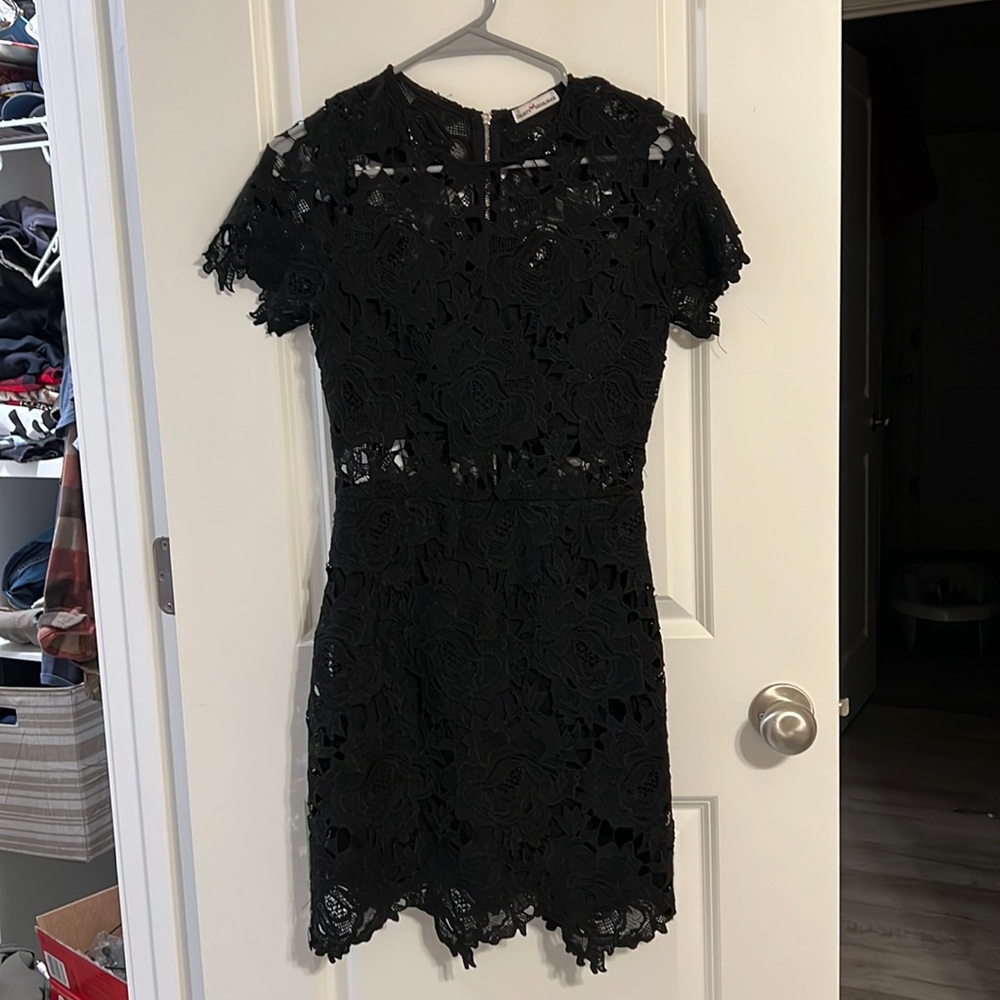 Black thick lace dress
